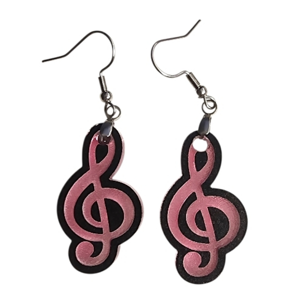 Blush Melody Treble Clef Acrylic Drop Earrings - Picture 2 of 3